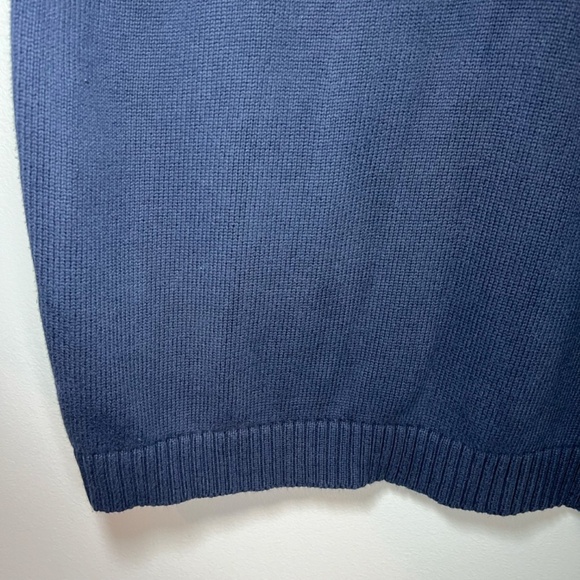 Nautica Mens Sweater Navy Blue 90s Stripe Heavy Embroidered Y2K Vintage Sz Large - Picture 9 of 11